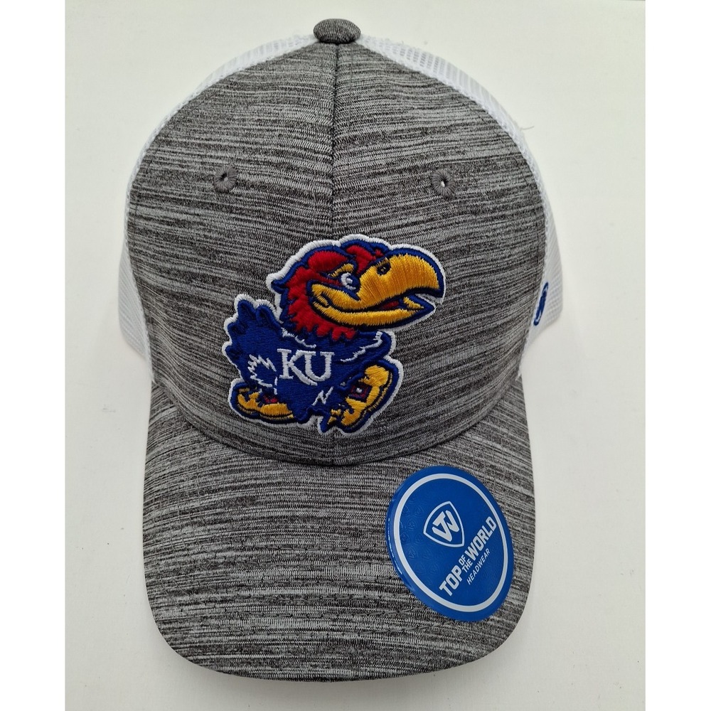 Top of the World Kansas Jayhawks Snapback Hat Mens Mesh Warmup, Gray, OS, New